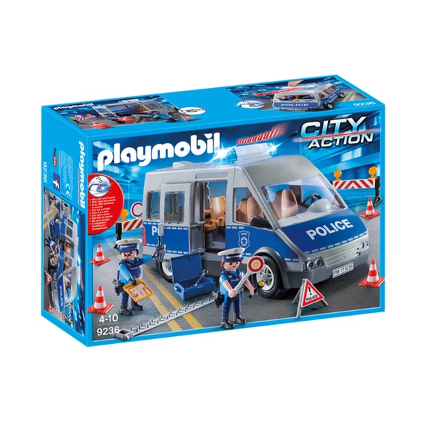 Playmobil polizeibus-mit-strassensperre (9236)