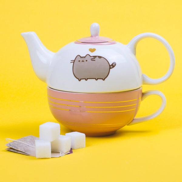 Pusheen Tasse mit Teekanne (inkl. Goldverzierung)