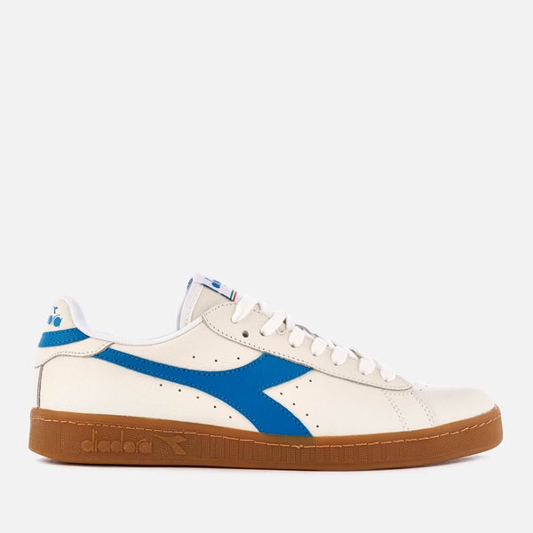 Diadora Men's Game Low L Grained Leather Trainers - White/Imperial Blue