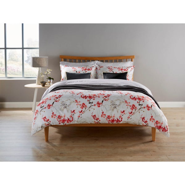 Christy Haruki Duvet Cover - Coral