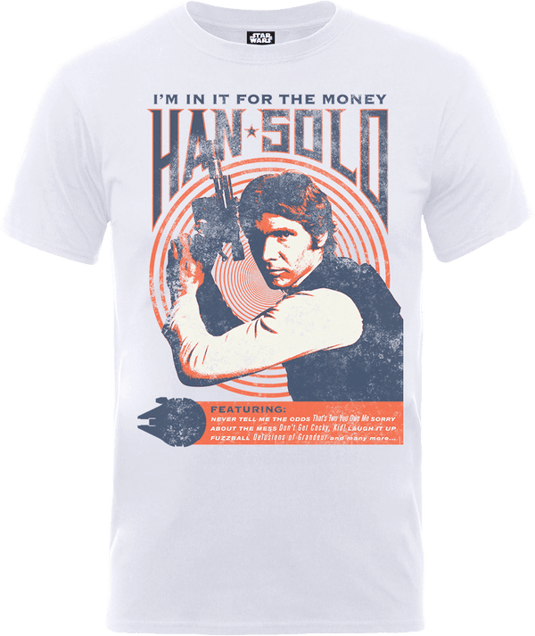 T-Shirt Star Wars Han Solo Retro Poster- Bianco