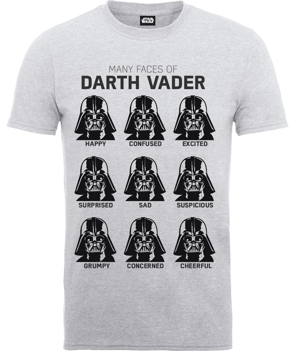 T-Shirt Star Wars Many Faces Of Darth Vader- Grigio