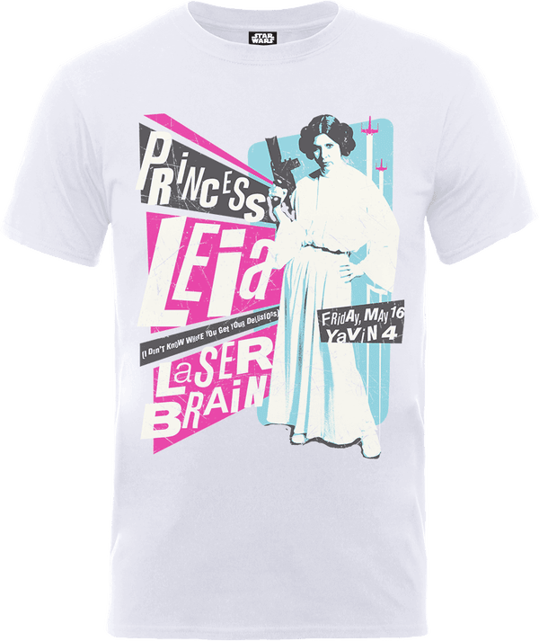 T-Shirt Star Wars Princess Leia Rock Poster- Bianco