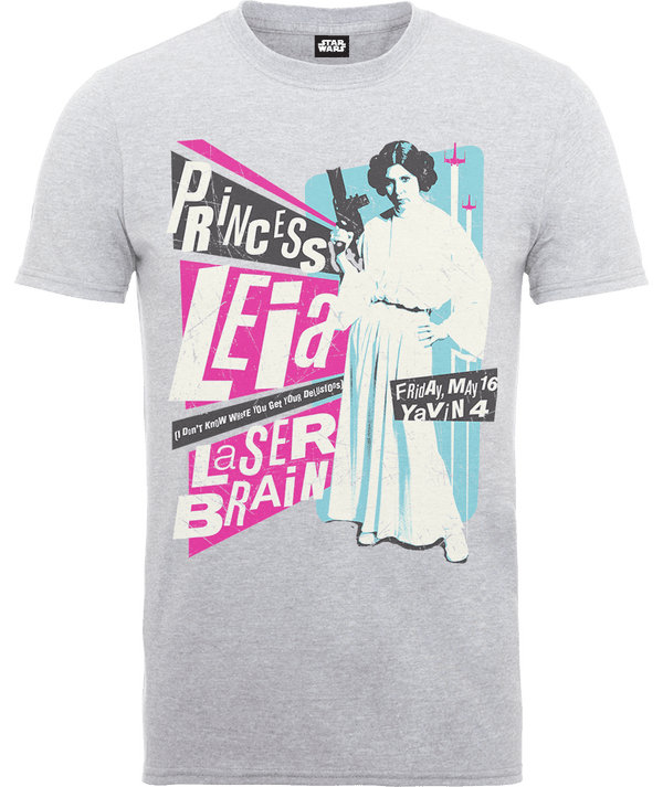 Star Wars Princess Leia Rock Poster T-Shirt - Grey