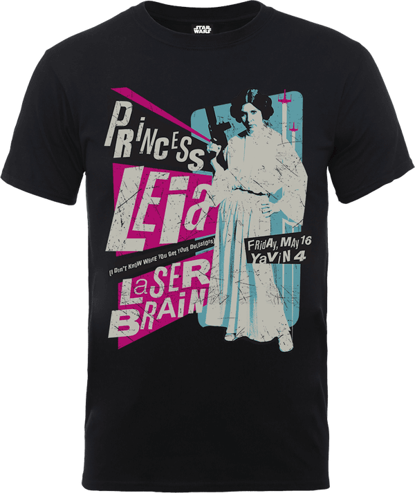 T-Shirt Star Wars Princess Leia Rock Poster- Nero
