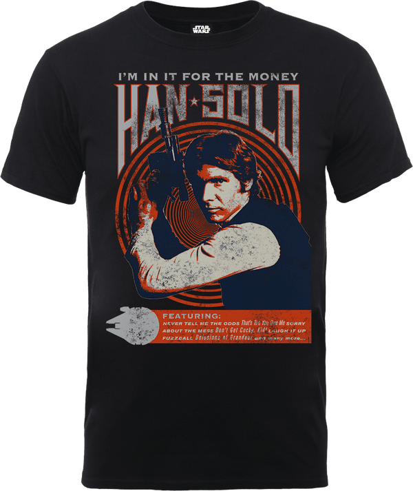 Star Wars Han Solo Retro Poster T-Shirt - Black