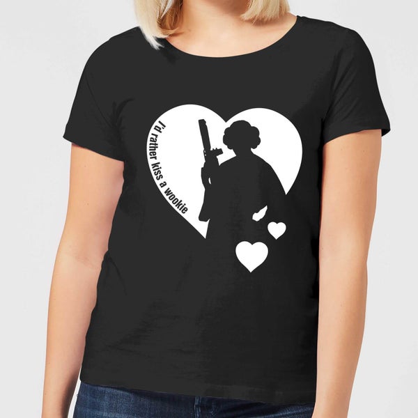 T-Shirt Star Wars Leia I'd Rather Kiss A Wookie - Nero - Donna