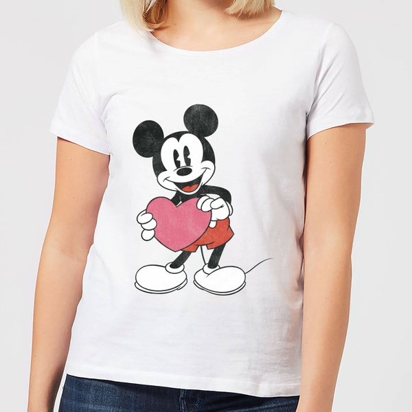 T-Shirt Femme Mickey Mouse Je t'Offre mon Cœur (Disney) - Blanc