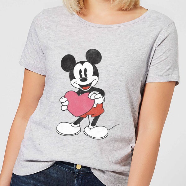 T-Shirt Femme Mickey Mouse Je t'Offre mon Cœur (Disney) - Gris