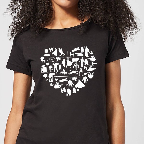 Star Wars Valentine's Heart Montage Women's T-Shirt - Black