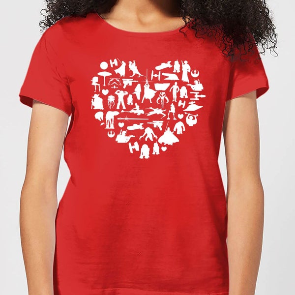 T-Shirt Femme Collage Cœur (Star Wars) - Rouge
