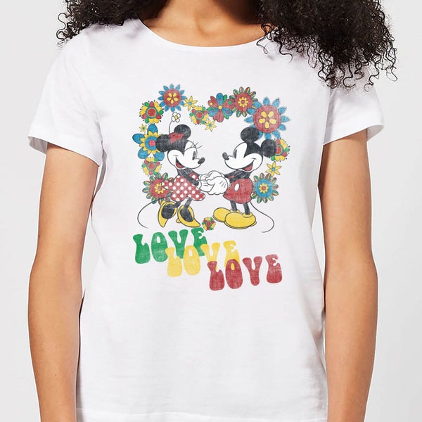 T-Shirt Disney Topolino Hippie Love - Bianco - Donna