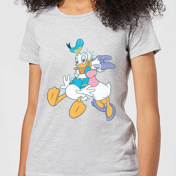 Camiseta Disney Mickey Mouse Beso Donald y Daisy - Mujer - Gris