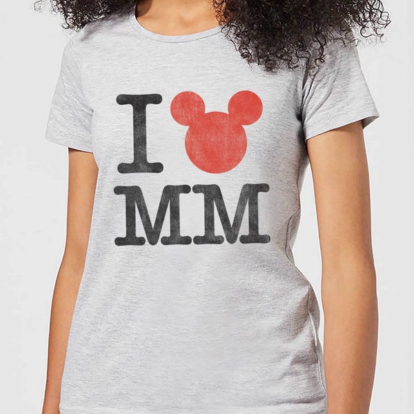 Disney Mickey Mouse I Heart MM Women's T-Shirt - Grey
