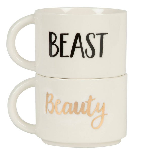 Sass & Belle Set of 2 Beauty and the Beast Stacking Mugs