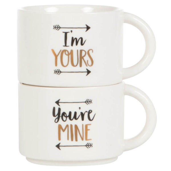 Sass & Belle Set of 2 You're Mine and I'm Yours Stacking Mugs