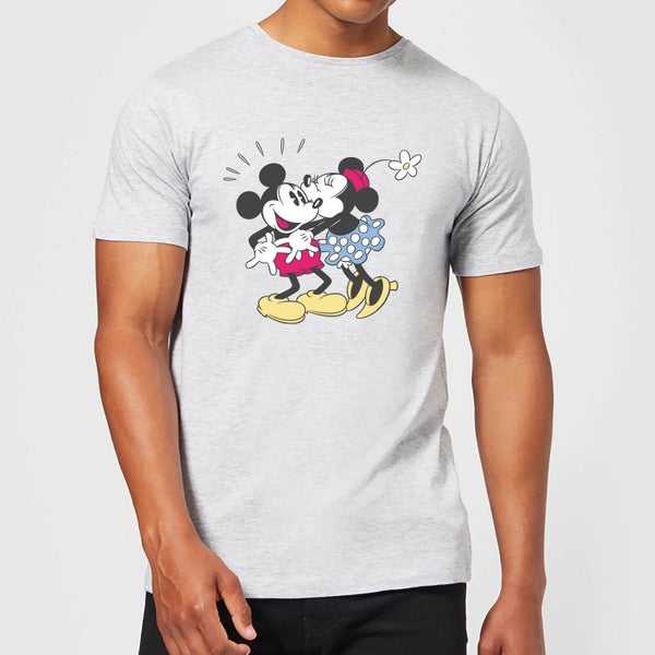 Camiseta Disney Mickey Mouse Beso Mickey y Minnie - Hombre - Gris