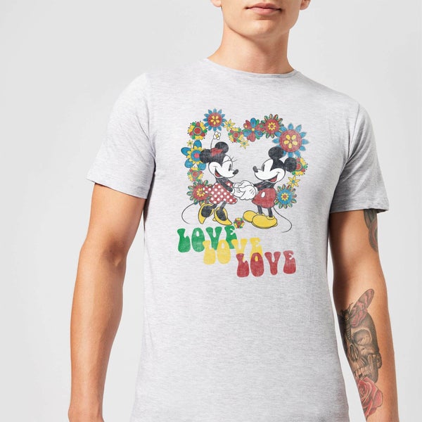 T-Shirt Homme Minnie et Mickey Mouse Amours Hippie (Disney) - Gris