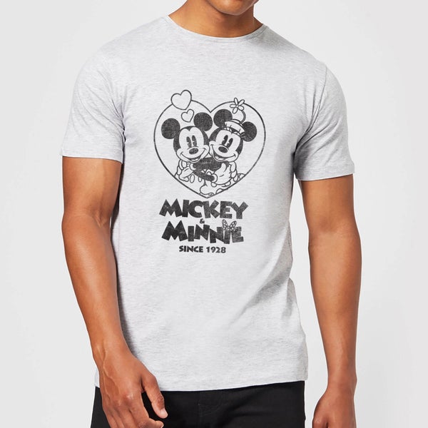 Camiseta Disney Mickey Mouse Mickey & Minnie Since 1928 - Hombre - Gris