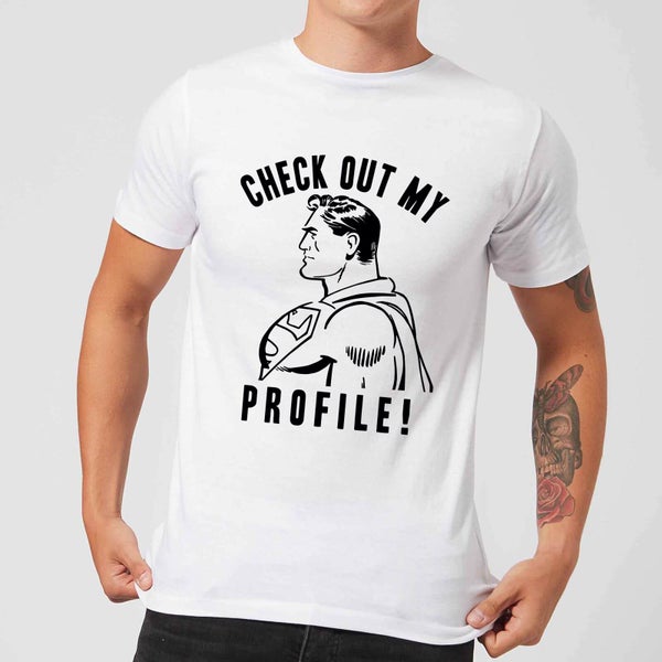 T-Shirt Homme Check Out My Profile - Superman (DC Comics) - Blanc