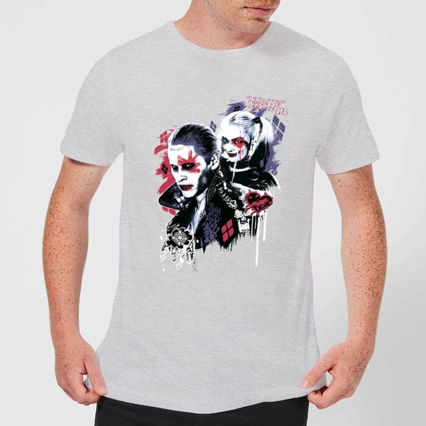 T-Shirt Homme Harley Quinn Love Puddin - Suicide Squad (DC Comics) - Gris