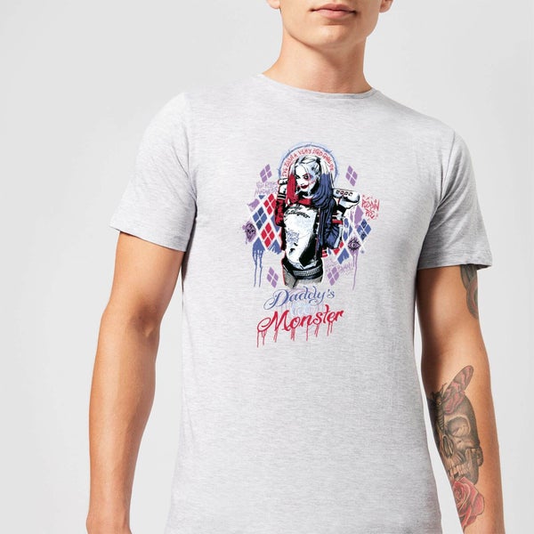 T-Shirt Homme Harley Quinn Daddy's Lil Monster - Suicide Squad (DC Comics) - Gris