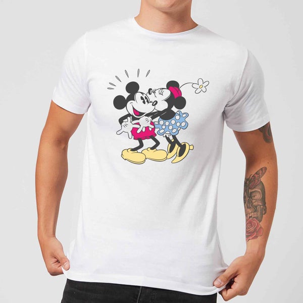 Camiseta Disney Mickey Mouse Beso Mickey y Minnie - Hombre - Blanco