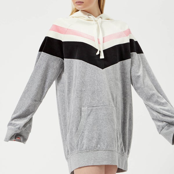 Juicy Couture Women's Colourblock Lightweight Velour Hooded Dress - Silver Lining Angel Combo