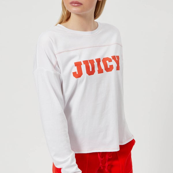 Juicy Couture Women's Juicy Logo Contrast Stitch Graphic T-Shirt - White