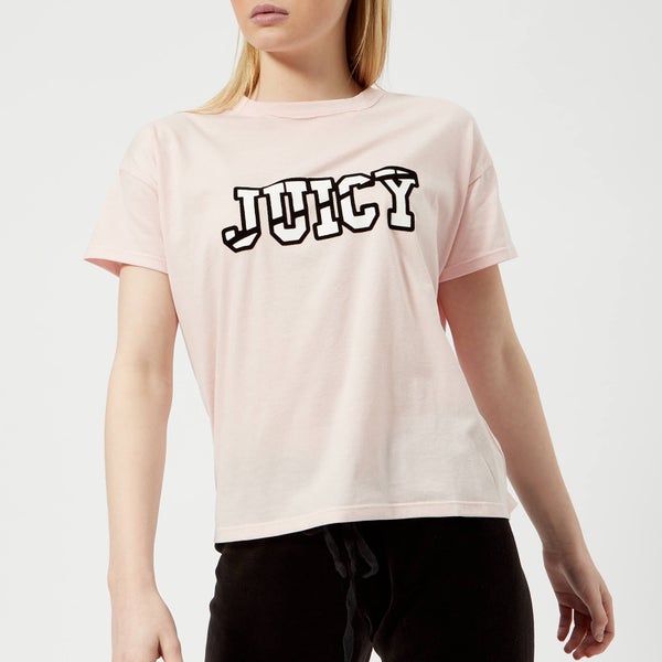 Juicy Couture Women's Juicy Logo Split Neck Graphic T-Shirt - Cali Sunrise