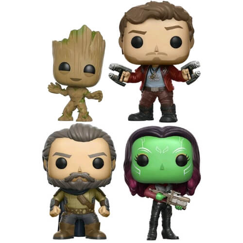 Marvel Guardians of the Galaxy Groot, Star-Lord, Ego and Gamora EXC Pop! Vinyl Figure 4-Pack