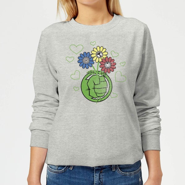 Sweat Femme Avengers Hulk Fleurs (Marvel) - Gris