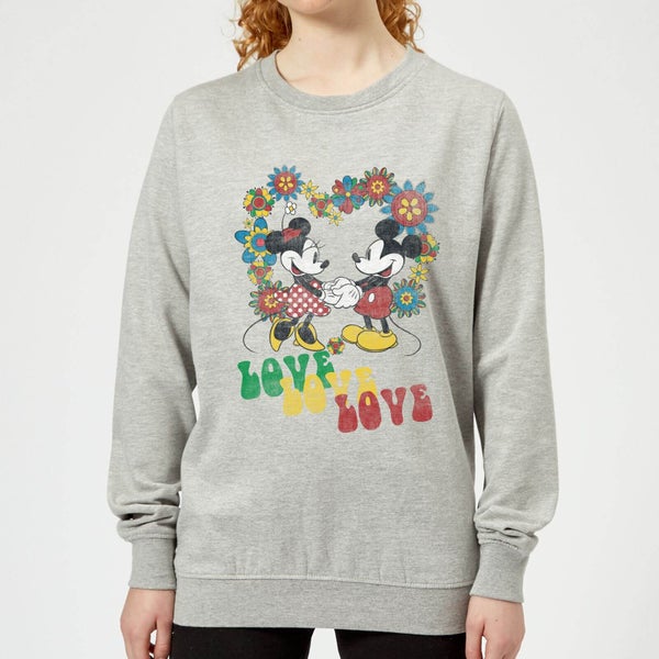 Disney Mickey Mouse Hippie Love Women's Sweatshirt - Grey