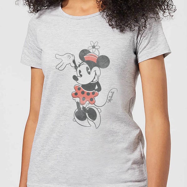 T-Shirt Femme Minnie Mouse fait Coucou (Disney) - Gris