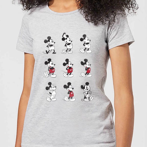 Camiseta Disney Mickey Mouse Evolución 9 Poses - Mujer - Gris