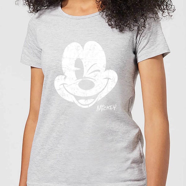 Disney Mickey Mouse Worn Face Frauen T-Shirt - Grau