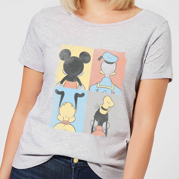T-Shirt Disney Topolino Paperino Topolino Pluto Pippo Tiles - Grigio - Donna