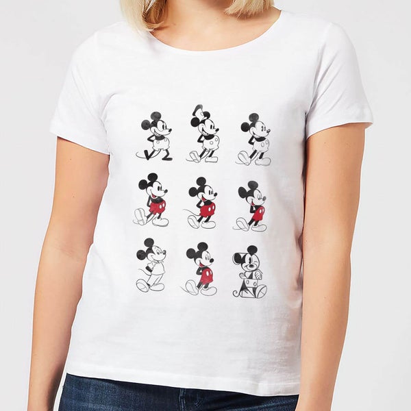 T-Shirt Disney Topolino Evolution Nine Poses - Bianco - Donna