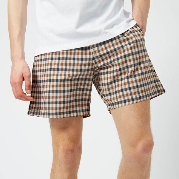 Aquascutum Men's Carlton Club Check Swim Shorts - Vicuna