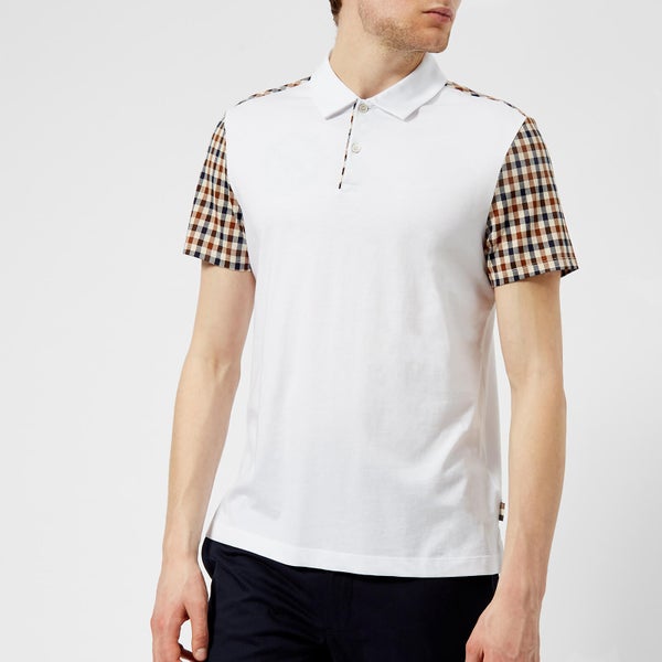 Aquascutum Men's Rutland Vicuna Detail Short Sleeve Polo Shirt - White