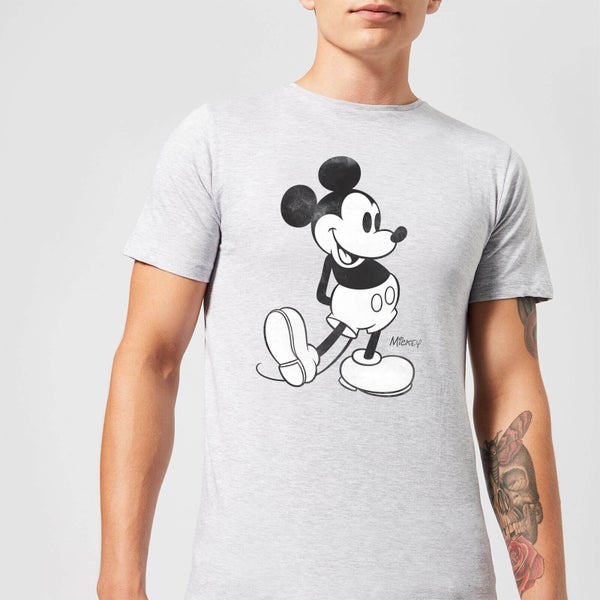 Camiseta Disney Mickey Mouse Pose Clásico B&N - Hombre - Gris