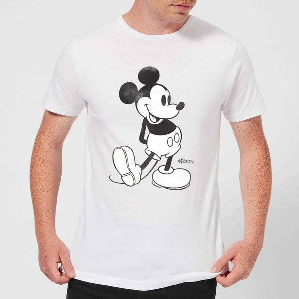Camiseta Disney Mickey Mouse Pose Clásico B&N - Hombre - Blanco