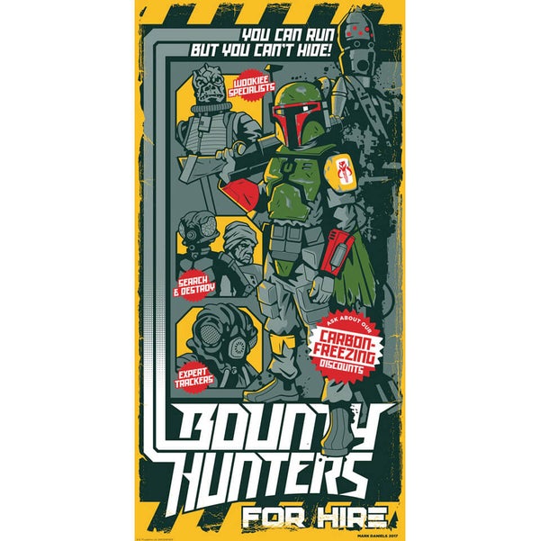 Star Wars: Bounty Hunters for Hire Back Silkscreen Print door Mark Daniels - Zavvi UK Exclusive