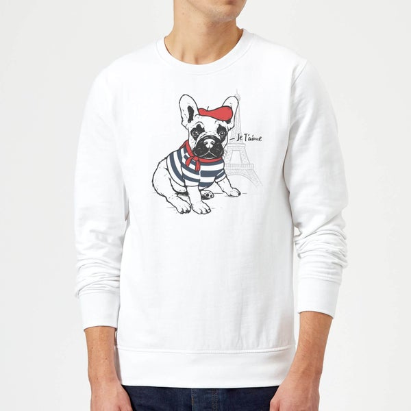 Je T'aime Frenchie Pullover - Weiß