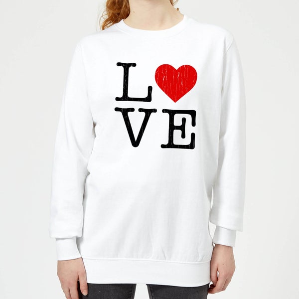 Love Heart Textured Women's Sweatshirt - White