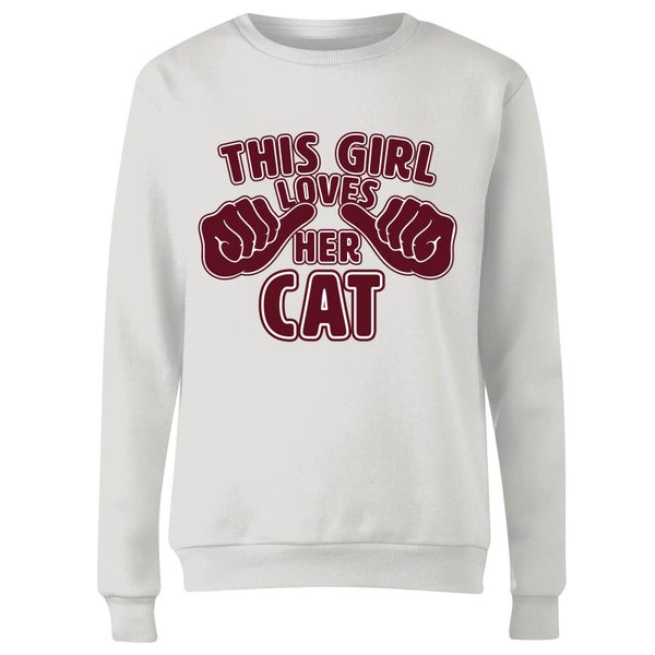 This Girl Loves Her Cat Dames trui - Wit