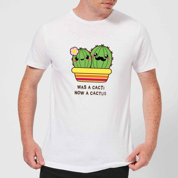 T-Shirt Homme Was A Cacti, Now A Cactus - Blanc