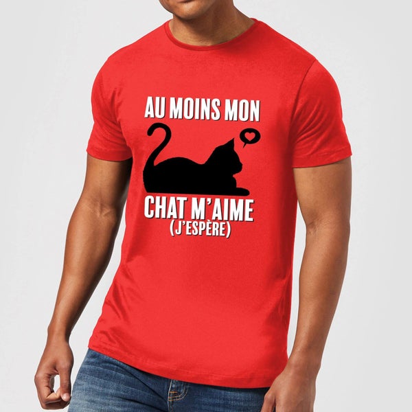 T-Shirt Homme Au Moins Mon Chat M'aime (J'espère) - Rouge