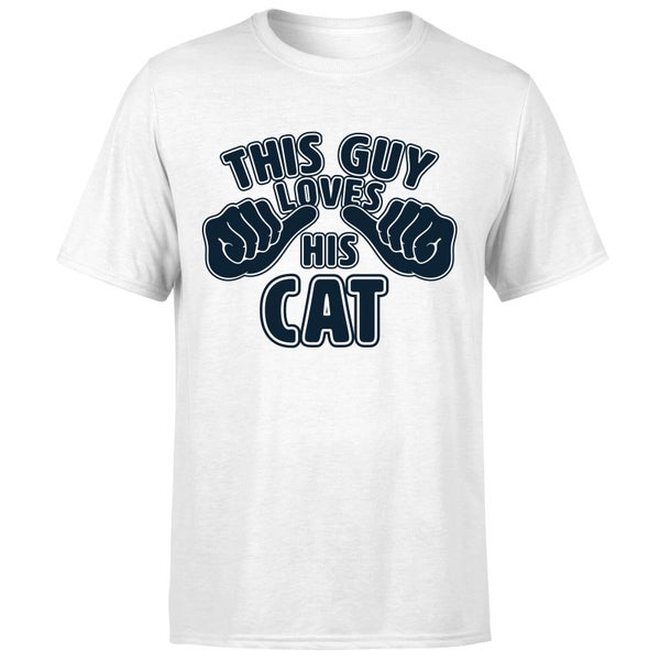 T-Shirt Homme This Guy Loves His Cat - Blanc