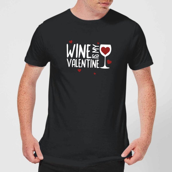 T-Shirt Homme Wine Is My Valentine - Noir
